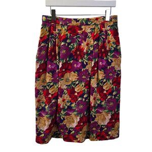 Talbots 100% Silk Floral Skirt Size 14